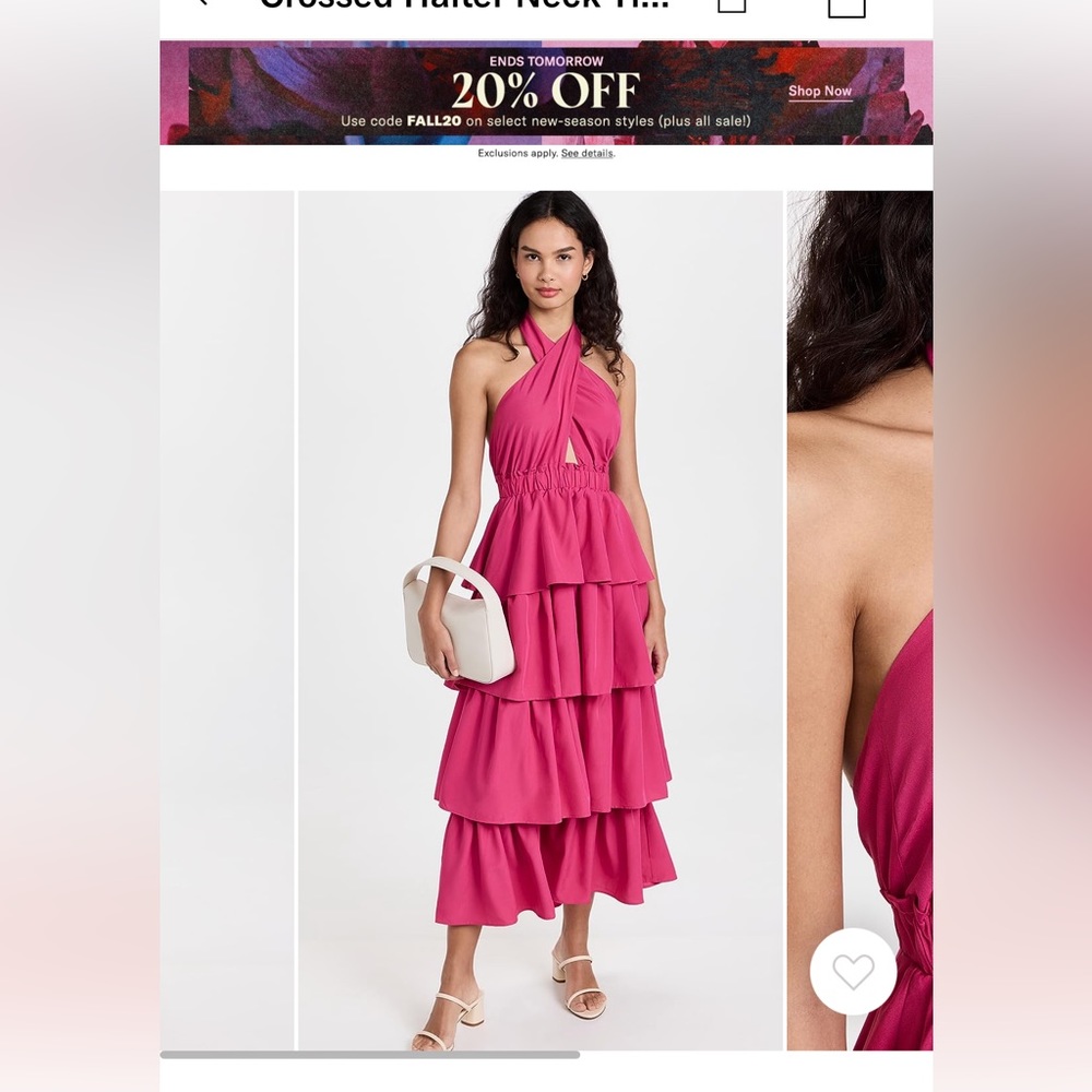 Cross halter neck tiered midi dress